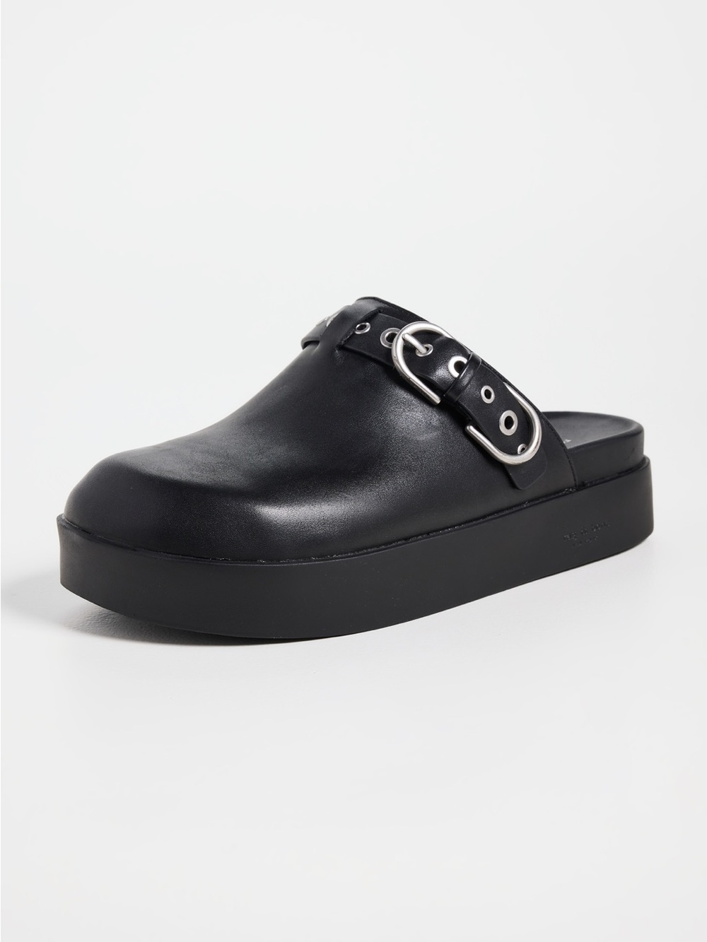 Rag & Bone Black Leather Buckle Grommet Clogs Mules Size 39 NWOT